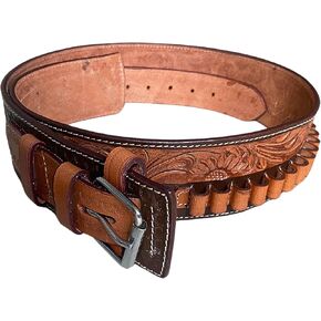 Hulara Full Grain Buff Leather 45 Colt Cartridge Belt Cowboy Shotgun Belt for .44/45 Ammo Belt Heavy Leather Belts for Men