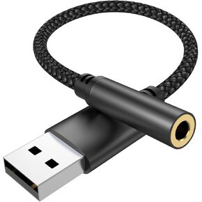 USB to Aux Cable External Sound Card.USB to 3.5mm Jack Audio Adapter, Aux to USB Adapter,USB to 3.5mm TRRS Female Headset for PS4/PS5/Headphone/Mac/Linux/Laptop/Desktops/Docking Station(Black).