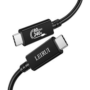 Leirui 80GBPS لـ Thunderbolt 5 Cable 8K@60Hz 4K@540Hz/144Hz USB C إلى USB C مراقبة الكبل عرض الفيديو 240W