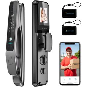 3D Face Recognition Smart Door Lock,Contactless Entry Smart Lock with Camera, Video Doorbell WiFi Digital Aluminum Keyless Entry Fingerprint Smart Mortise Lock for Front Door