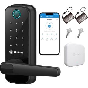 Keyless Entry Fingerprint Door Lock with Keypad and Handle for Home, Rental, Garage, Office and Hotel