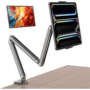 Tablet Stand for Desk, Aluminum Alloy Foldable Tablet Arm Mount Holder Compatible with iPad 10/9th, iPad Pro Air 13/11inch (2024), iPad Mini, Samsung Galaxy Tab & More 7-15.6'' Tablet Portable Monitor