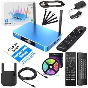2025 S6 MAX – USB Storage Hub with 64GB Internal Storage, LED Strip, Wireless Accessory, Ethernet Link, and Cable Organizers (Setup Guide, CA Support)