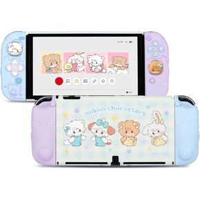 GeekShare Protective Case for Switch OLED,Slim Cover Case Compatible with Switch OLED Separable Soft Silicone Protective Shell for Joy Con with 2 Thumb Grip Caps - Mikko Sweet Thoughts