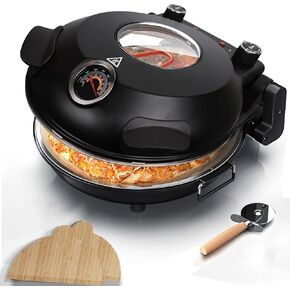 Countertop Pizza Oven Indoor, Pizza Oven 12 Inch Home Pizza Oven Outdoor Portable Pizza Maker, 1200W Heats up to 800˚F Pizza Cooker with Viewing Window & Adjustable Temperature (Pizza Oven)