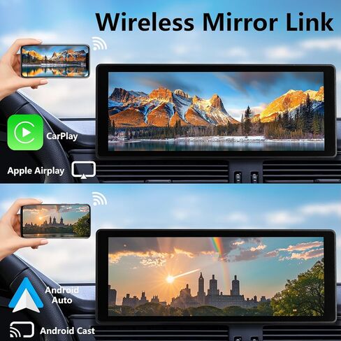 شاشة Apple Carplay للسيارة ، 10.26 بوصة شاشة تعمل باللمس ستيريو مع Carplay و Android Auto ، الكاميرا الاحتياطية ، تنقل GPS ، Bluetooth ، رابط المرآة ، بطاقة TF in Kuwait