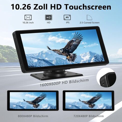 شاشة Apple Carplay للسيارة ، 10.26 بوصة شاشة تعمل باللمس ستيريو مع Carplay و Android Auto ، الكاميرا الاحتياطية ، تنقل GPS ، Bluetooth ، رابط المرآة ، بطاقة TF in Kuwait