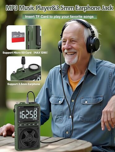 Portable AM FM Shortwave Radio with Bluetooth 5.4,NOAA Weather Alert Radio,1250mAh Rechargeable Portable Pocket Radio with Best Reception,5W Big Speaker, Digital Tuner and Earphone,SD Card Playing in Kuwait