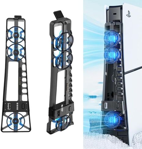 مروحة التبريد لـ PS5 Pro/PS5 Slim/PS5 مع مصباح LED ، نظام PlayStation 5 Pro Fan Cooler ، السرعة القابلة للتعديل (وضع 3 سرعات) ، مع مروحة تبريد OUSB Port Port in Kuwait