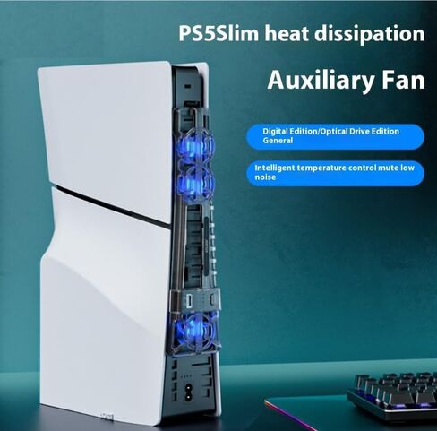 مروحة التبريد لـ PS5 Pro/PS5 Slim/PS5 مع مصباح LED ، نظام PlayStation 5 Pro Fan Cooler ، السرعة القابلة للتعديل (وضع 3 سرعات) ، مع مروحة تبريد OUSB Port Port in Kuwait