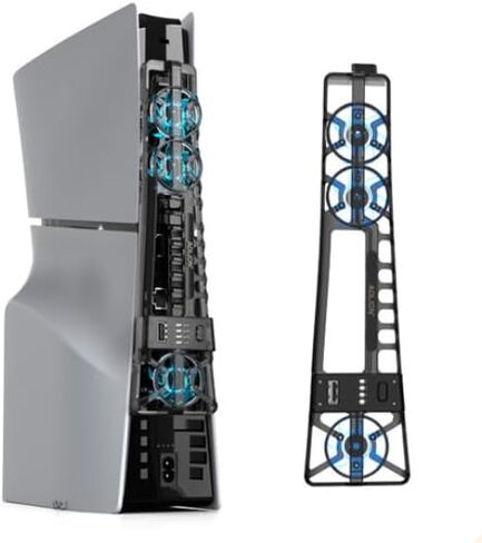 مروحة التبريد لـ PS5 Pro/PS5 Slim/PS5 مع مصباح LED ، نظام PlayStation 5 Pro Fan Cooler ، السرعة القابلة للتعديل (وضع 3 سرعات) ، مع مروحة تبريد OUSB Port Port in Kuwait