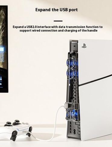 مروحة التبريد لـ PS5 Pro/PS5 Slim/PS5 مع مصباح LED ، نظام PlayStation 5 Pro Fan Cooler ، السرعة القابلة للتعديل (وضع 3 سرعات) ، مع مروحة تبريد OUSB Port Port in Kuwait