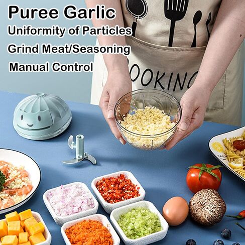 Hendiy Mini Garlic Comper ， خط سحب اليد المحمولة ثوم الثوم مينر الثوم مكبس البصل لخضار ، كسارة الثوم ، قاطع خضار مروحية يدوي ، لحوم مفروم ، الزنجبيل ، المكسرات ، الفلفل الحار ، 160 مل. in Saudi Arabia