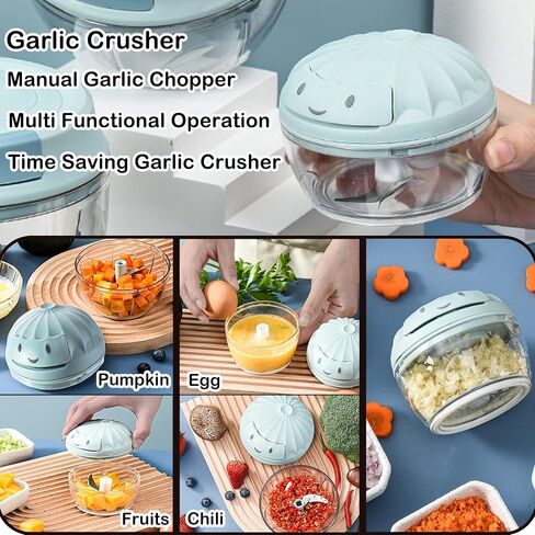 Hendiy Mini Garlic Comper ， خط سحب اليد المحمولة ثوم الثوم مينر الثوم مكبس البصل لخضار ، كسارة الثوم ، قاطع خضار مروحية يدوي ، لحوم مفروم ، الزنجبيل ، المكسرات ، الفلفل الحار ، 160 مل. in Saudi Arabia