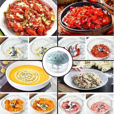 Hendiy Mini Garlic Comper ， خط سحب اليد المحمولة ثوم الثوم مينر الثوم مكبس البصل لخضار ، كسارة الثوم ، قاطع خضار مروحية يدوي ، لحوم مفروم ، الزنجبيل ، المكسرات ، الفلفل الحار ، 160 مل. in Saudi Arabia