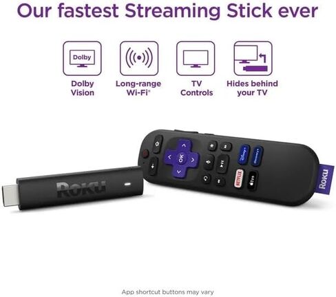 Roku Streaming Stick 4K Dreaming Device 4K/HDR/Dolby Vision مع عناصر التحكم عن بُعد وتلفزيون الصوت in Kuwait