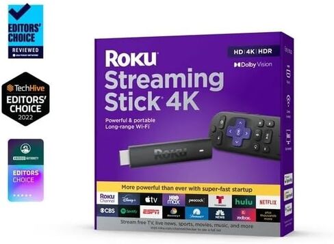 Roku Streaming Stick 4K Dreaming Device 4K/HDR/Dolby Vision مع عناصر التحكم عن بُعد وتلفزيون الصوت in Kuwait