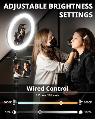 UBeesize 12" Ring Light with 74" Extendable Tripod Stand & iPad, Phone Holder, LED Circle Light with Phone,Tablet Holder for Video Recording, Photography, Live Stream, Makeup, Webcam, TikTok, YouTube in Saudi Arabia