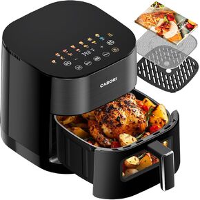 Air Fryer 14-in-1 with Viewing Window, 6Qt Large Capacity, 1700W Max Crisp, Airfryer No Filping Dual Heating, Bake, Roast, Dehydrate, Reheat, Fast Even Easy Meals, Nonstick and Dishwasher Safe Basket