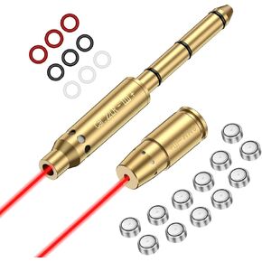 .22LR Red Laser Bore Sight End Barrel and 9mm Cal Red Dot Boresighter with Batteries