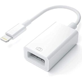 Apple Lightning to USB Camera Adapter, USB 3.0 OTG Cable for iPhone/iPad to Connect Card Reader, USB Flash Drive, U Disk, Keyboard, Mouse, Hubs, MIDI, Plug & Play (White)