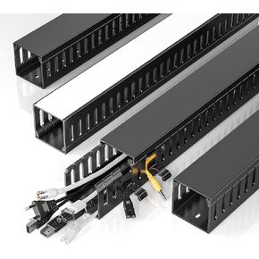 YECAYE 4x15.7in Under Desk Cable Management，Large Capacity Cable Management, Cable Raceway, Suitable for Power Distribution Rooms and Game Rooms,Desk Organizers and Accessories, Cord Organizer, Black