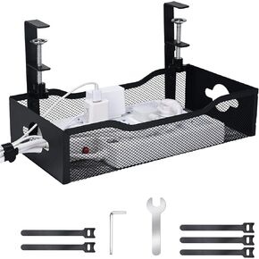 Large Under Desk Cable Management - 13.4 * 7inch Wide Cable Management Tray for Under Desk,No Need for Drilling,Perfect for Home Office Cable Management Under Desk