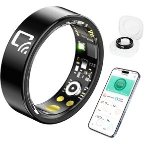 NFC Smart Ring Health Tracker for Men & Women, Subscription-Free Health Ring, Ceramic Fitness Tracker with Heart Rate, Blood Oxygen, Sleep Monitoring (12)