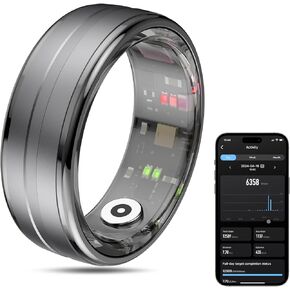Smart Ring Health Tracker for Men/Women,Fitness Ring Sleep Tracker,Fast Charging for Long-Lasting Use,for Pedometer Exercise,Monitor Sleep, Heart Rate, Stress,Waterproof (Deep Gray, 10)