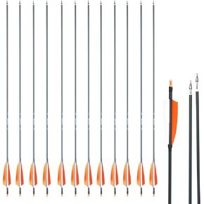 SAS Oblivion 30" Carbon Arrow 500 with 3" Vanes or 4" Feathers (12/Pack) Fletched with Extra 6xNocks + Replaceable Points (100-Grain) with O-Ring + Protect Sleeve + Plug Nock for Hunting Youth/Adults