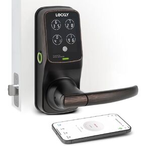 Lockly Secure Plus, Bluetooth Smart Door Lock, Keyless Entry Door Lock with Handle, PIN Genie® Keypad, 3D Biometric Fingerprint Sensor, Auto Lock