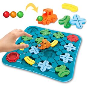 Vaguelly 1 Set/26PCS Logical Road Builders Game STEM Board Games for Toddlers,Brain Teaser Maze Builder Track Set,Preschool Montessori Toys