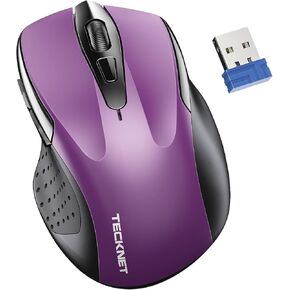 TECKNET Wireless Mouse for Laptop, Silent Mouse Quiet Click, Computer Mouse Wireless, 6 Adjustable 4000 DPI Computer Mice - Purple
