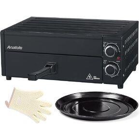 Anatole Electric Pizza Oven 12" 1800W Indoor Countertop Pizza Maker Time Temperature Adjustable Multifunctional Pizza Cooker with Removable Grill Crumb Tray ETL Certified