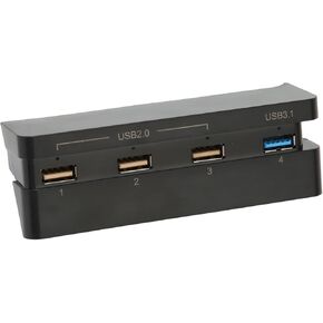 4 Ports USB Hub for PS4 Slim (Only), External USB Adapter Splitter USB 3.0 + 3 USB 2.0 for PS4 Accessories Charging and Data Transmission