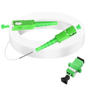 50M(164ft) Armored Fiber Optic Cable Internet, SC/APC to SC/APC Single Mode Optical Cable, White Jumper Optical Patch Cord, LSZH-9/125um-Simplex-OS1/OS2