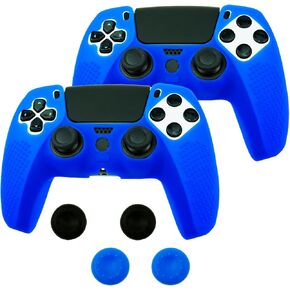 2pcs Protective Silicone case Cover Skin for ps5 Controller, with 4pcs Thumb Grips (Camo Colorful)