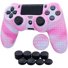 Horned Dragon Blue Laser Engraved Dragon Silicone Case Skin Case (Radiation) for PS5 Controllers x 1 with Laser Dragon Thumb Grips x 2.