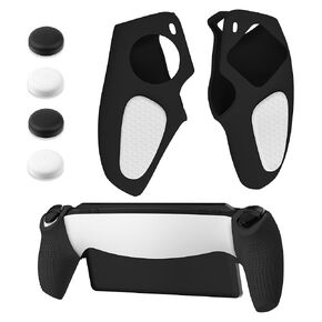HYPERCASE Black Grip Case for Playstation Portal Console, Soft Silicone Handle Protective Skin with 4PCS Thump Caps, Design for PS Portal Left and Right Controller Cover Scratch-Resistant Shell