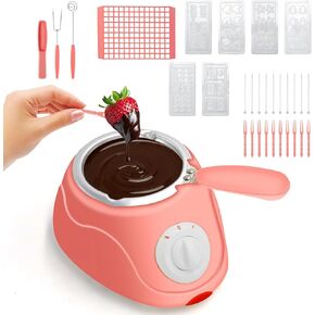 8.45oz Mini Melting Fondue Pot, Electric Chocolate Melting Set, Chocolate Fondue Fountain, Warmer Machine for Milk,Chocolate,Cheese,Butter,Candy
