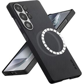 Pitaka for S25 Ultra Case 6.8 بوصة ، متوافق مع Magsafe و Slim & Light Samsung Galaxy S25 Ultra Case ، 600d ألياف أراميد مصنوعة [حالة سوداء فائقة - أسود/رمادي]