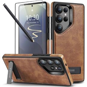 WTCASE Strong Magnetic for Samsung Galaxy S25 Ultra Case Leather,[Compatible with MagSafe], Slim Adjustable Kickstand Phone Case for Samsung S25 Ultra (Brown) in Saudi Arabia