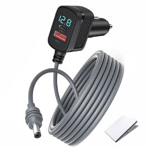weishan 16ft Car Charger Cable for Starlink Mini, 12V-48V Car Charging Cord, PD30W USB-C and USB Digital Display Power Supply Adapter for Satellite, 5m Long, 18AWG