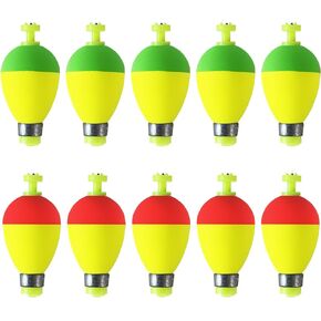 Fishing Bobbers Floats,10 Packs Weighted Bobbers for Fishing Foam Snap-on Fishing Floats Ball Oval Slip Bobbers for Fishing Bluegill Crappie Panfish Bass Trout