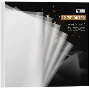 KTRIO 100 Pcs Record Sleeves for Vinyl Record, Clear 3 Mil Thick Vinyl Record Outer Sleeves to Protect 12.75" X 12.75" Single or Double LP Storage, Anti-Static Album Covers