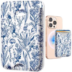 Shorogyt Phone Wallets Compatible with Magsafe Wallet Magnetic Card Holder - Watercolor Flower Pattern for Women Teen Girls Ultra-Thin for iPhone 16/15/14/13/12 Series Slim for Apple Mag RFID Magnet