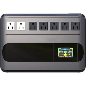 UPS 1000VA 500W Uninterruptible Power Supply Offline Back UPS Battery Backup Intelligent LCD Battery Backup and Surge Protector Battery Backup for Computer GF1000