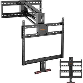Fireplace Pull Down TV Mount over Fireplace, Drop Down TV Mount with Height Adjust for Most 43" - 75" TVs, Max VESA 600x400mm, up to 80lbs, above Fireplace TV Mount for Stone Brick Fireplace