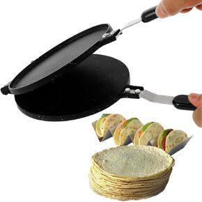 Tortilla Press Pan,15.1x6.6x0.7 inches Non-Stick Pancake Griddle with Bakelite Handle, Heavy-Duty Aluminum Tortilla Dough Press Pan Multipurpose Tortilla Press Stove Top Pan for Kitchen