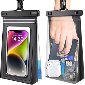 Waterproof Phone Pouch, Cruise Ship Essentials 2 Pack 9" Water Proof Pouch Case for iPhone 15 14 13 12 Plus Pro Max Samsung Carnival 2024 Dry Bag Floating for Swimming add Zip Lock Seal